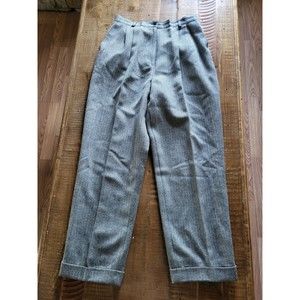 Vintage Talbots Size 12 Dress Pants 100% Wool Gray Lined Pleated Heringbone